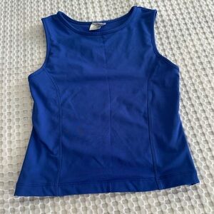 Modest blue athletic tank
